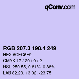 カラーコード: RGB 207.3 198.4 249 | qconv.com