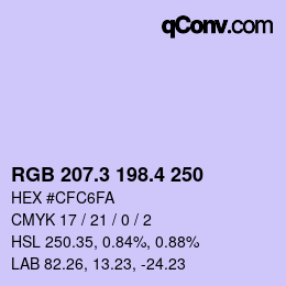カラーコード: RGB 207.3 198.4 250 | qconv.com