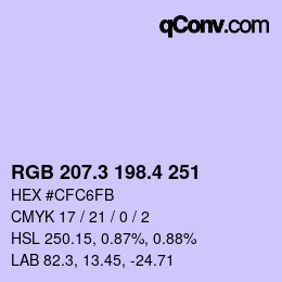 カラーコード: RGB 207.3 198.4 251 | qconv.com