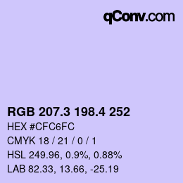 カラーコード: RGB 207.3 198.4 252 | qconv.com
