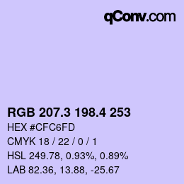 カラーコード: RGB 207.3 198.4 253 | qconv.com