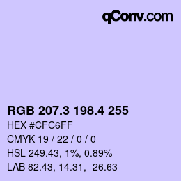 カラーコード: RGB 207.3 198.4 255 | qconv.com