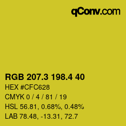 カラーコード: RGB 207.3 198.4 40 | qconv.com