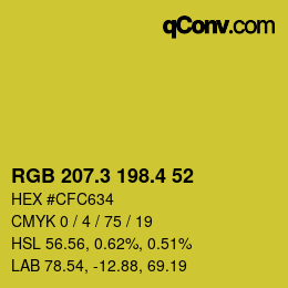 カラーコード: RGB 207.3 198.4 52 | qconv.com