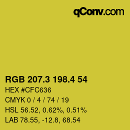 カラーコード: RGB 207.3 198.4 54 | qconv.com