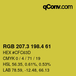 カラーコード: RGB 207.3 198.4 61 | qconv.com