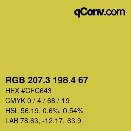 カラーコード: RGB 207.3 198.4 67 | qconv.com