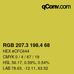 カラーコード: RGB 207.3 198.4 68 | qconv.com