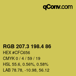 カラーコード: RGB 207.3 198.4 86 | qconv.com