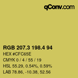 カラーコード: RGB 207.3 198.4 94 | qconv.com