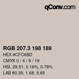 カラーコード: RGB 207.3 198 189 | qconv.com