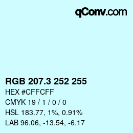 カラーコード: RGB 207.3 252 255 | qconv.com