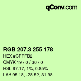 カラーコード: RGB 207.3 255 178 | qconv.com