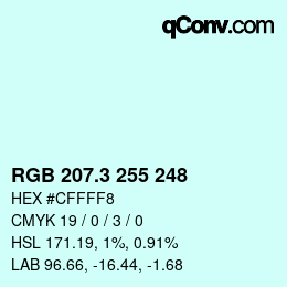 カラーコード: RGB 207.3 255 248 | qconv.com