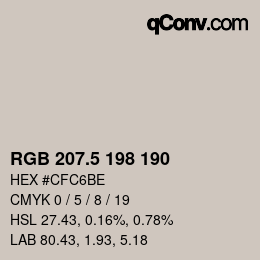 Color code: RGB 207.5 198 190 | qconv.com