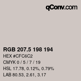 Color code: RGB 207.5 198 194 | qconv.com