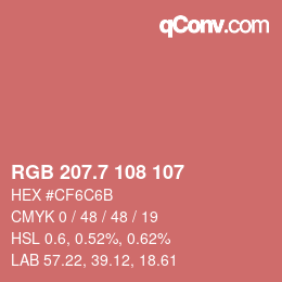 カラーコード: RGB 207.7 108 107 | qconv.com