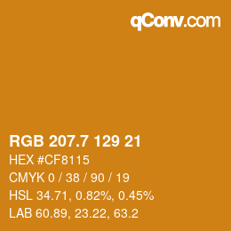 カラーコード: RGB 207.7 129 21 | qconv.com