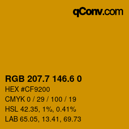 カラーコード: RGB 207.7 146.6 0 | qconv.com
