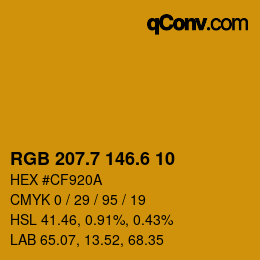 カラーコード: RGB 207.7 146.6 10 | qconv.com