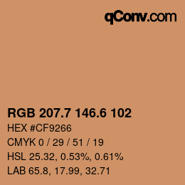 カラーコード: RGB 207.7 146.6 102 | qconv.com