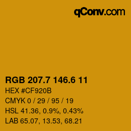 カラーコード: RGB 207.7 146.6 11 | qconv.com