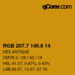 カラーコード: RGB 207.7 146.6 14 | qconv.com