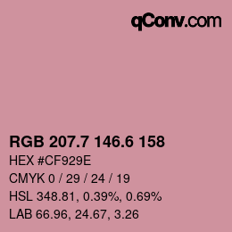 カラーコード: RGB 207.7 146.6 158 | qconv.com