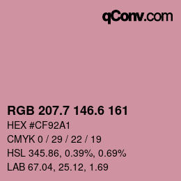 カラーコード: RGB 207.7 146.6 161 | qconv.com