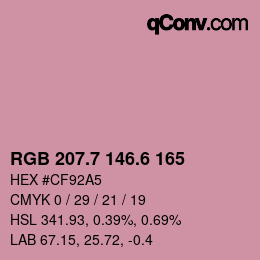 カラーコード: RGB 207.7 146.6 165 | qconv.com