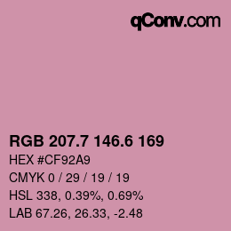 カラーコード: RGB 207.7 146.6 169 | qconv.com