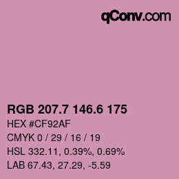 カラーコード: RGB 207.7 146.6 175 | qconv.com