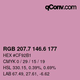 カラーコード: RGB 207.7 146.6 177 | qconv.com