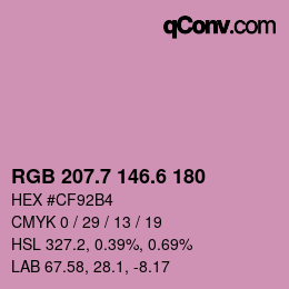 カラーコード: RGB 207.7 146.6 180 | qconv.com
