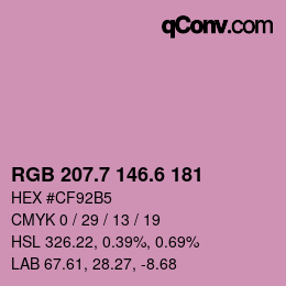 カラーコード: RGB 207.7 146.6 181 | qconv.com