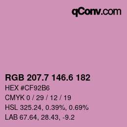 カラーコード: RGB 207.7 146.6 182 | qconv.com