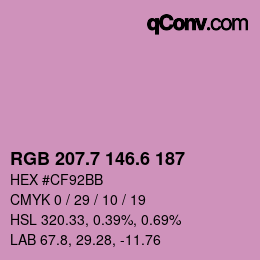カラーコード: RGB 207.7 146.6 187 | qconv.com