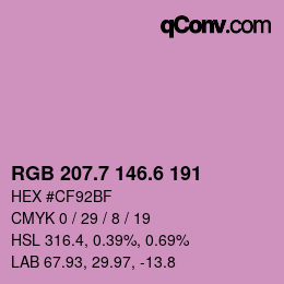 カラーコード: RGB 207.7 146.6 191 | qconv.com