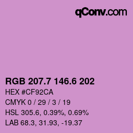 カラーコード: RGB 207.7 146.6 202 | qconv.com