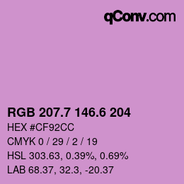 カラーコード: RGB 207.7 146.6 204 | qconv.com