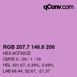 カラーコード: RGB 207.7 146.6 206 | qconv.com
