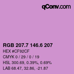カラーコード: RGB 207.7 146.6 207 | qconv.com