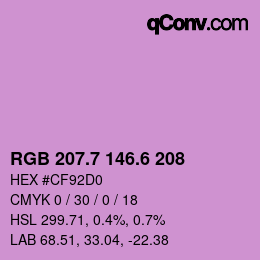 カラーコード: RGB 207.7 146.6 208 | qconv.com