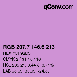 カラーコード: RGB 207.7 146.6 213 | qconv.com