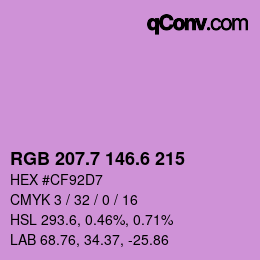 カラーコード: RGB 207.7 146.6 215 | qconv.com