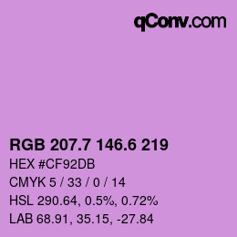 カラーコード: RGB 207.7 146.6 219 | qconv.com