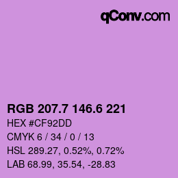 カラーコード: RGB 207.7 146.6 221 | qconv.com