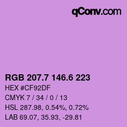 カラーコード: RGB 207.7 146.6 223 | qconv.com