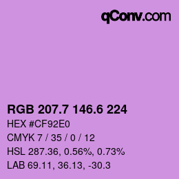カラーコード: RGB 207.7 146.6 224 | qconv.com