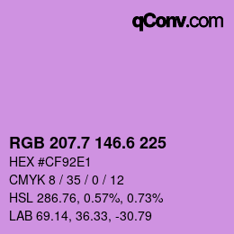 カラーコード: RGB 207.7 146.6 225 | qconv.com